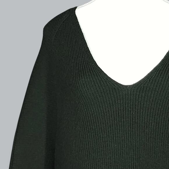 Athleta Sweater Womens XS Green Wool Blend V Neck Ribbed Tunic Pullover Merino - Picture 2 of 10